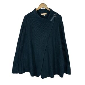 Ellen Tracy |‎ Wrap Ribbed Knit Sweater Chunky Knit Buckle Trap Closure